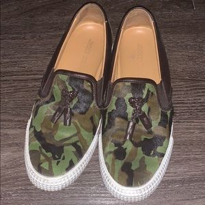 Jimmy Choo pony hair camouflage slip on sneakers